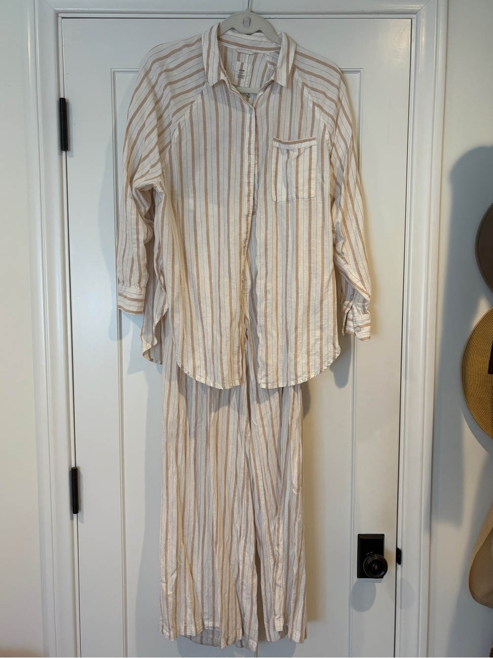 aerie Cream & Beige Striped Women's Set